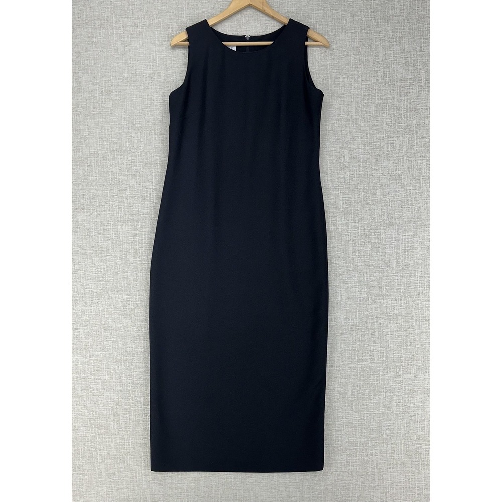 Leslie Fay Dress Womens 8P Black Sleeveless Sheath Knee Length Capsule Wardrobe